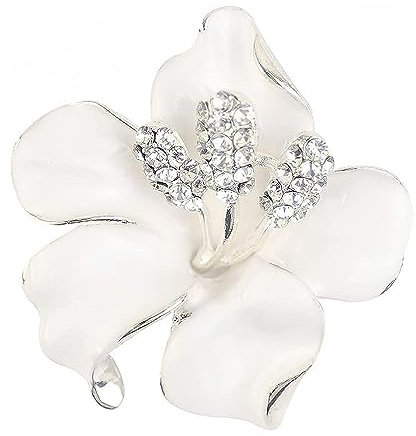 SSyang Broche de Perlas para Señoras y Niñas, Lazo Aleación de Perlas, Suéter con Broche, Decoración de Ropa, Camisas, Sombreros, Bolsos, Lirio(Blanco)