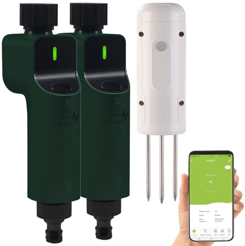 Luminea Home Control TUYA-Temperatursensor: 2x ZigBee-Bewässerungscomputer + 1x Boden-Feuchte- & Temperatursensor (Bewässerungssteuerung ZigBee, Temperatur-Feuchtigkeitsdetektoren, Gartenschlauch)