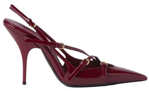 Tacco A Spillo Cinturino alla Caviglia Slingback Fibbia Décolleté Donna da Matrimonio Ufficio Feste Sexy Scarpe (Borgogna 9CM,39)