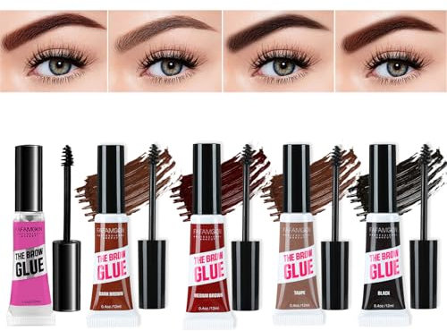 JasCherry Gel Fijador de Cejas con Cepillo, Fijación Extrema, Larga Duración, Resistente al Agua 5 PCS