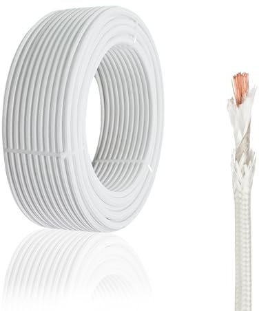 KToyeang 18 Gauge High Temperature Wire 50Ft, -76-932 ℉ 18 AWG Mica Fiberglass Electronic Copper Wire Insulated Heat Resistant High Temp Electronical Flexible Cable for Lamp Boiler Heater Kiln