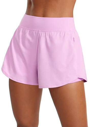 CRZ YOGA 2 in 1 Double Layer Running Shorts 3 Vita Pink Small | High Waisted, Quick Dry, Lightweight, Zip Pockets, for Women