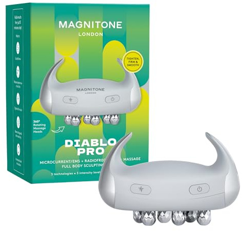 Magnitone Diablo Pro skulpteringsenhet för hela kroppen – mikroström EMS, radiofrekvens och massage – 3 intensitetsnivåer – trådlös, bärbar, 70 min batteri – för ben, armar, buk och glutes