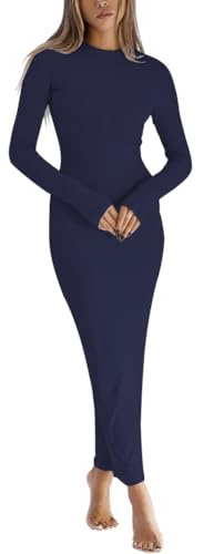 LACOZY Fall Dresses for Women Bodycon Midi Dresses Sexy Long Sleeve Maxi Dresses 2026 Trendy Party Formal Tank Dress Winter Blue L