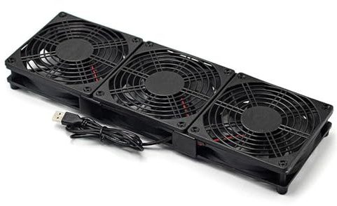 Hkfgdjdl Soporte de ventilador de refrigeración alimentado por USB de 120 mm para enrutador, redes de video de sonido, servidor, estaciones de trabajo, máquina de minería