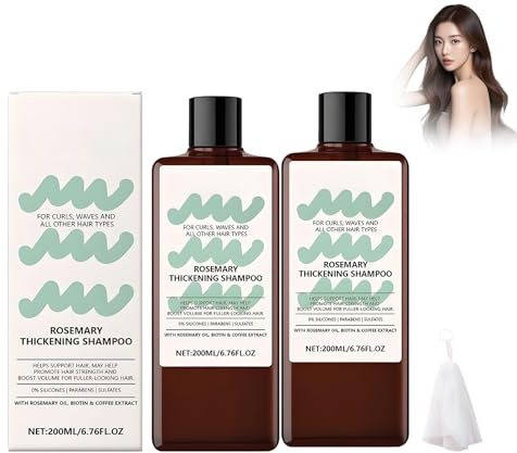 2 pezzi Shampoo Volumizzante Al Rosmarino, Formula Attiva Per Capelli Sottili E Deboli, Azione Rinforzante Che Dona Corpo E Spessore, Adatto Ad Uso Quotidiano Per Uomini E Donne