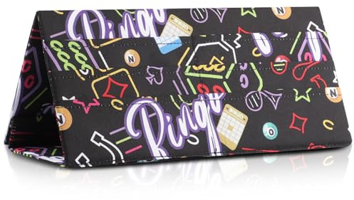 ktxaby Porte-cartes à jouer pour poker, bridge et canasta, 1 organiseur pliable à 6 emplacements pour onglets de bingo et billets de jeu, support de jeux de cartes debout pour adultes et personnes