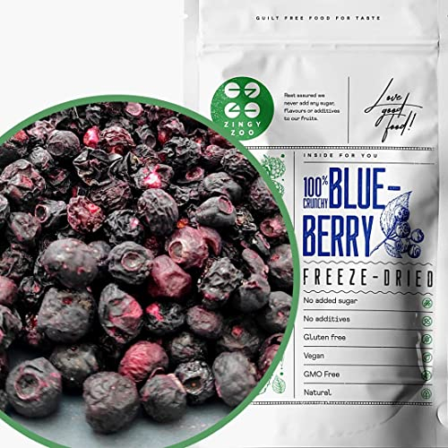 Arandanos Deshidratados Sin Azucar | Liofilizado Arándano Salvaje Raw Natural Freeze Dried Fruit | Fruta Deshidratada Wild Blueberry | Gefriergetrocknete Blaubeere | Arándano Negro ZingyZoo (100g)