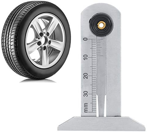 LANTRO JS 0-30 mm Medidor de profundidad de neumáticos, medidor de profundidad de la banda de rodadura de acero inoxidable,Probador de hilo de neumático para coche, automóviles, motocicletas