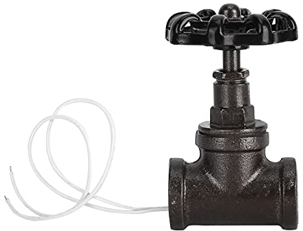 Tissting Interruttore Rotativo Vintage, Interruttore Elettrico Steampunk in Ferro Nero G1/2in con Filo per Luci Idrauliche, Design Unico per Casa, Bar e Uffici