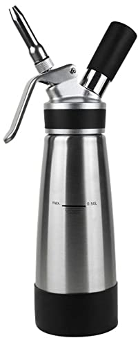 RONGJJ Sifon De Cocina para Espumas Profesional, Sifón De Nata + 3 Boquillas Decorativas De Acero Inoxidable, Utiliza Cartuchos De N20 (no Incluido)