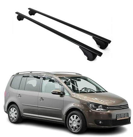 OMAC Dachträger Querträger für VW Touran I 2003-2015 – Abschließbar – Max. 75 kg – 2 Stangen Stahl Schwarz