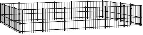 vidaXL Hundgård för utomhusbruk stål 22,58 m², hundgård, valphage, hundinhägnad, hundgårdar, valphagar, hundinhägnader, hundbur, hundburar