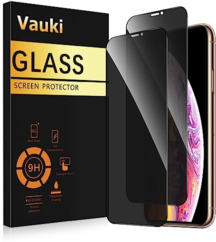 Vauki Sichtschutz Schutzfolie für iPhone XS Max Schutzglas 2 Stück,9H Härte Privacy Displayschutzfolie,Privatsphäre Anti-Spy Bläschenfrei Kratzfest Blickschutzfolie für iPhone XS Max,6.5