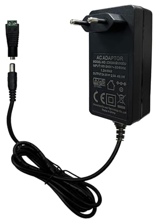 GIDEALED 24V 2A Netzteil DC, 48W Adapter für COB LED Streifen Mit 5,5X 2,1mm Stecktransformator, Niederspannungs Sicherheitsnetzteil 230V AC, 2000mA