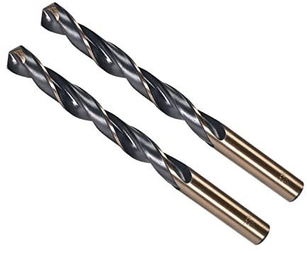 CoCud Torsione Trapano Punte, 12mm Bordo Taglio, Titanio & Nitruro Rivestito Alta Velocità Acciaio 4341 Rotondo Gambo per Inossidabile Acciaio Foratura Macchina, 2-Pezzi