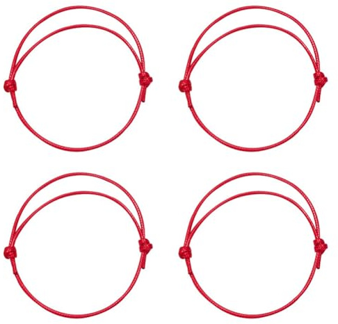NTEVXZ 4pcs Bracelet Tressé Rouge Réglable Porte Bonheur en Corde Pour Hommes Femmes Protection Mauvais œil Bonne Chance