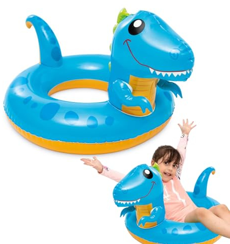 Gonfiabili per piscina per bambini dai 2 ai 6 anni, dinosauro che nuota, 81 x 58 cm, anello in gomma per piscina, giocattoli da piscina per bambini, anello da nuoto con code per ragazzi e ragazze,