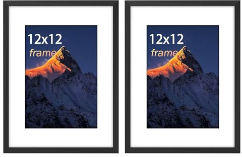 wyewye - Marco para fotografías de madera, 30,5 x 30,5 cm (12 x 12), juego con passepartout y placa de plástico transparente, para fotos, 13 x 18 cm, color negro