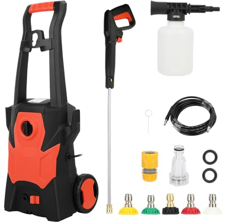 Electric Pressure Washer, 120Bar 5L/min Pressure Washers, 1400w Power Washers for Patio and Car, Power Jet Washers with Insulation Handle, 5-Nozzle Set for Cars/Fences/Driveways/Home/Patios