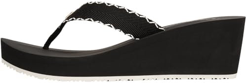 Tommy Hilfiger Tongs Femme Wedge Beach Sandal à Talon Compensé, Noir (Black), 38