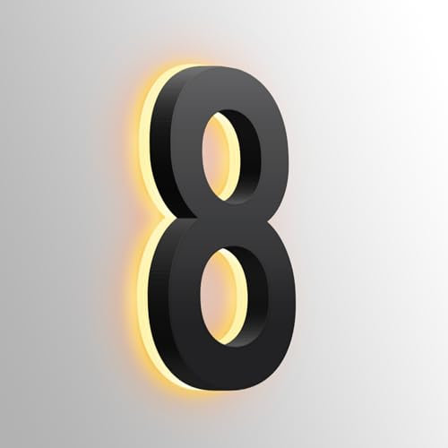 Numéro De Maison Lumineux, Numéro De Maison Rétro-éclairé Par LED, Numéro De Maison Lumineux En Acier Inoxydable, Numéro D'adresse Moderne Pour Cour Extérieure,10 Inch,8