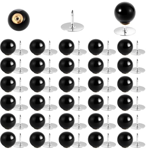 30Pcs No Sew Buttons, Round Sewing Black Pearl Button with Shank, Safety Pins Sewing Buttons - Detachable & Reusable DIY Craft Decoration for Clothes Jewelry Accessories