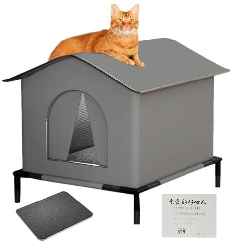 Katzenhaus Für Draußen - 40x30x30cm Wasserdichter Katzenhaus Outdoor | Winterfest Isoliert Katzenschutz Mit Erhöhter Basis, Katzenzelt Wetterfester Katzenhöhle Für Outdoor Katzen Hunde