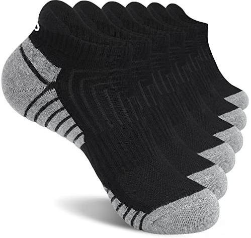 coskefy Running Socks Thick Cushion Ankle Anti-Blister Cotton Trainer Short Athletic Sports Socks for Men Women 6 Pairs