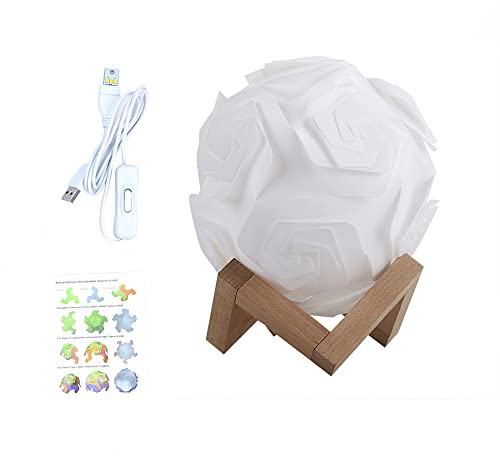 Tiardey 20PCS en Plastique USB DIY Puzzle Lampe De Bureau ?pissage Veilleuse avec Kit De Base en Bois - Blanc