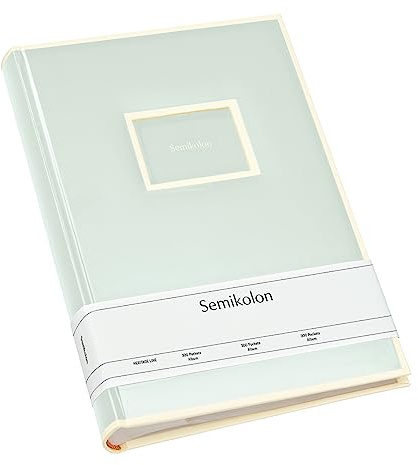 Álbum Semikolon 364071 con 300 bolsillos - 22,5 x 32,8 cm - 100 páginas de color crema, para 300 fotos de 10 x 15 cm - verde musgo pastel
