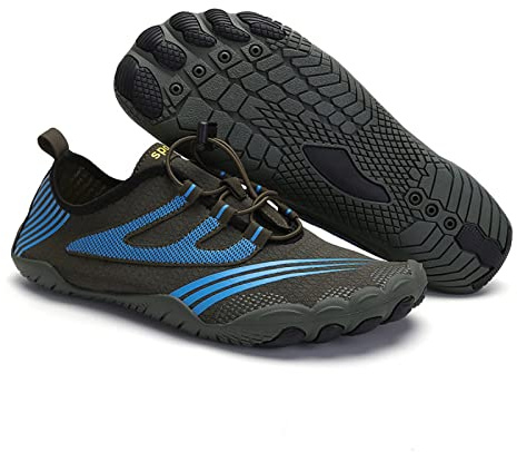 Chaussures pieds nus minimalistes unisexes, chaussures pieds nus à séchage rapide, chaussures d'eau légères et respirantes, yoga course à pied surf bateau natation ( Color : Blue , Size : 44 EU )