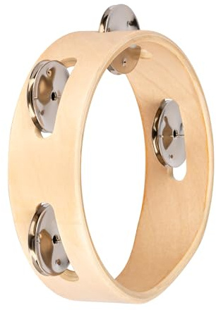 Nino Percussion Wood Tambourine Instrument - Musikinstrument für Kinder ab 3 Jahren - Durchmesser 6 Zoll - 1 Reihe Jingles - Ahorn Sperrholz, Natur (NINO941)