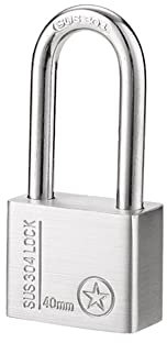 Lucchetto con chiave in acciaio inox con arco lungo, 40 mm, impermeabile, per esterni, serratura di sicurezza per capannoni, armadietti della palestra, cassetta degli attrezzi, recinzione, unità di