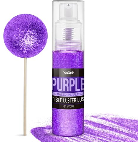 Essbarer Glitzer Spray für Getränke - 20g Lebensmittel Glitzerpulve für Likör, Cocktails, Dekorieren Torten - Geschmacklos Glitzer Pulver Glitzerstaub für Sekt, Wein, Champagner, Backen (Lila)