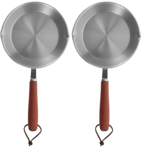 ULDIGI 2 piezas mini cacerola de acero inoxidable sartén panqueques sartén antiadherente wok a inducción pequeña sartén antiadherente inducción estufas antiadherentes antiadherente acero inoxidable