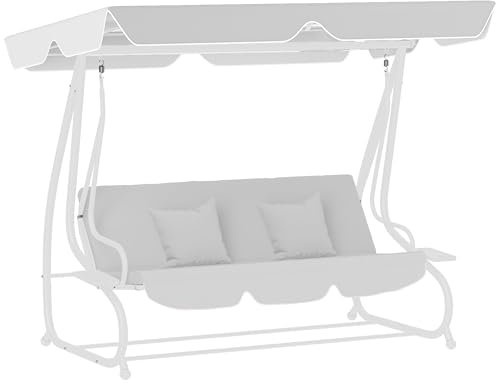 Outsunny Garden Swing Canopy Replacement 3 Seater, Waterproof Garden Swing Seat Canopy Cover, Windproof Anti-UV Sun Shade (Canopy Only) for Patio, Balcony, 170 x 110cm, Light Grey