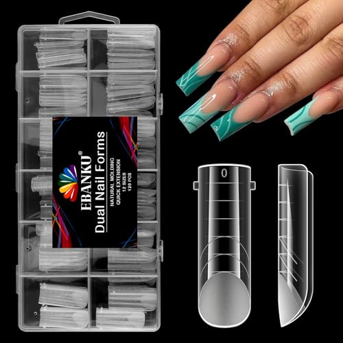 EBANKU 120ST Klar Matt Heltäckning Dubbla Nagelformar System Fyrkantig Nagelform Nagelförlängningsspetsar Nail Art Manikyrverktyg