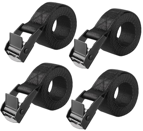 Shubeiumi 4 x Ratchet Tie-Down Straps with Lock for Motorcycles, Cars, and Bicycles (100 cm x 2 cm, Black)