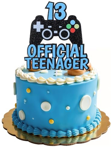 1 Stück 13. Geburtstag Tortendeko Geburtstag Junge, Quilax Videospiel Torten Deko, Gaming Happy Birthday Cake Topper, 13 Official Teenager Happy Birthday Kuchen Deko, Party Dekoration