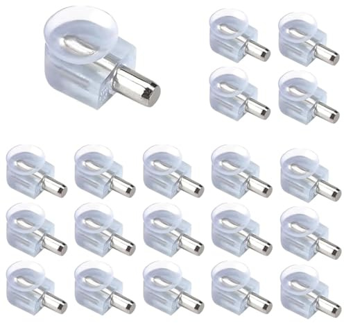 JYNXOR 20 Piezas Soporte Para Estantes De Cristal, Soporte Baldas Armario, Soporte De Cristal Soportes Con Ventosa, Para Vidrios Y Estantes De Armarios Vitrinas Cristales, Perno 5 Mm (Transparente)