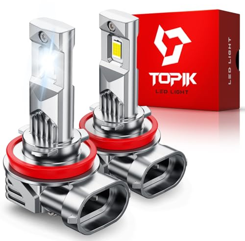 TOPIK 𝐁𝐫𝐢𝐠𝐡𝐭𝐞𝐬𝐭 H11/H9/H8 LED Bulbs 𝟑𝟖,𝟎𝟎𝟎𝐋𝐌 Brighter 6500K Cool White H11 Bulbs, Real 1:1 Mini Size Design, Plug and Play, CANbus Ready, 2 Pack