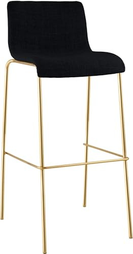 CLP Tabouret de Bar avec Dossier Hover, Chaise de Bar empilable avec revêtement en Tissu, Cadre en métal Aspect doré, jusqu'à 150 kg, Couleur:Noir
