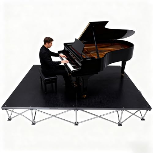 Escenario Modular Paquete de 4 plataformas portátiles de alta resistencia con patas plegables de aluminio, 1 metro cuadrado, antideslizantes, modulares(H 80cm/31in)