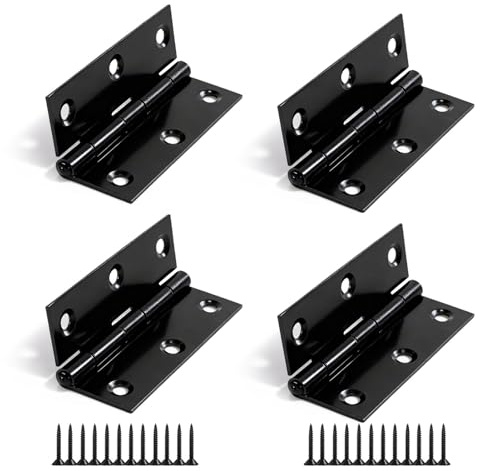 2 Pairs Matte Black Fireproof Steel Door Hinges, 75 X 50 X 15mm Stainless Steel Door Hinges Square Corners, Ball Bearing for Home and Office