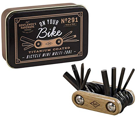 Gentlemen's Hardware, GEN291 - Attrezzo Multifunzione per Bicicletta, Motivo: On Your Bike, Lunghezza x Larghezza x Altezza: 9,5 x 2,5 x 6,4 cm, Colore: Nero, Rivestito in Titanio