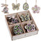 Valery Madelyn 24er Set 5cm Frühlingsdeko Anhänger Schmetterlinge Hasen Eier Blumen Frühlingsanhänger aus Holz zum Aufhängen Fensterdeko Fensterhänger zu Ostern
