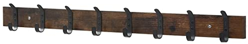 ACAZA Lange Wandgarderobe - Retro Schule Garderobe - Vintage Braun mit schwarzen Haken - 88 cm Lang