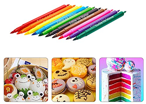 10Pcs Penna Colorante Alimentare, Pennarello Commestibile Per Alimenti Pennarelli Per Colorante Alimentare A Doppia Faccia, Commestibile Penne per Decorare Alimenti per Decorare Torte, Biscotti