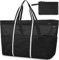 GAGAKU Strandtasche XXXL Familie, Badetasche Extra Groß Strandtasche mit Reißverschluss, Mesh Damen Beach Bag für Strand Reisen - Grün